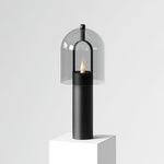 Clarine Smoked Glass Table Lamp in Black Metal