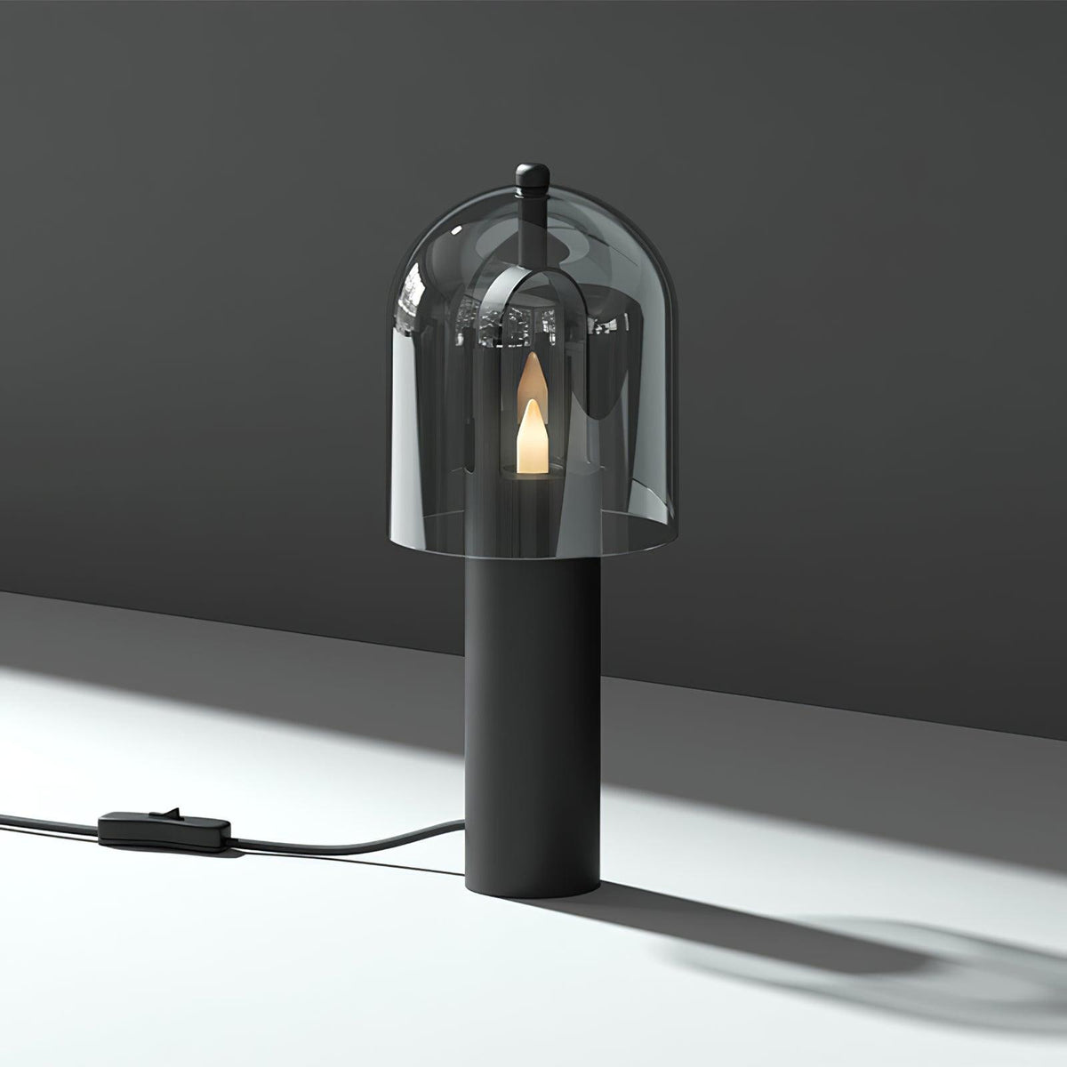 Clarine Smoked Glass Table Lamp in Black Metal