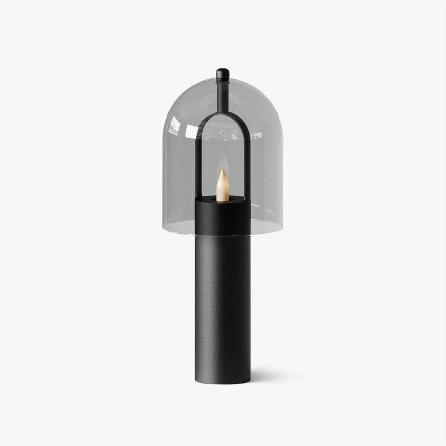 Clarine Smoked Glass Table Lamp in Black Metal