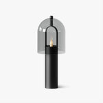 Clarine Smoked Glass Table Lamp in Black Metal