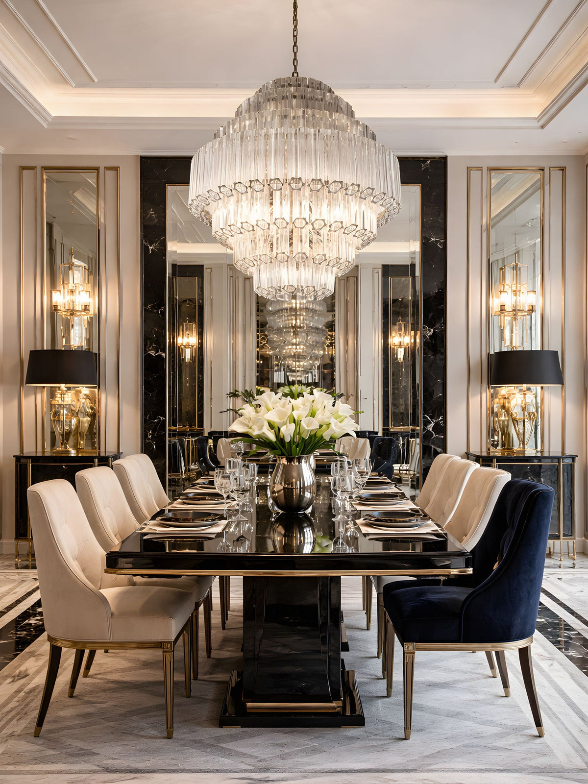 Clear Grande Palermo Chandelier – Modern Glass Tube Statement Light