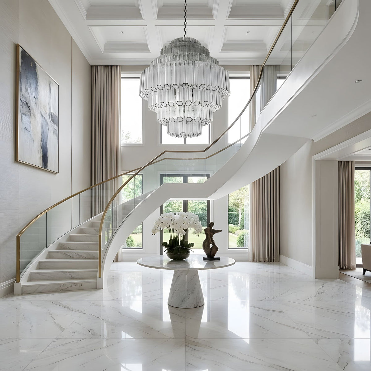 Clear Grande Palermo Chandelier – Modern Glass Tube Statement Light
