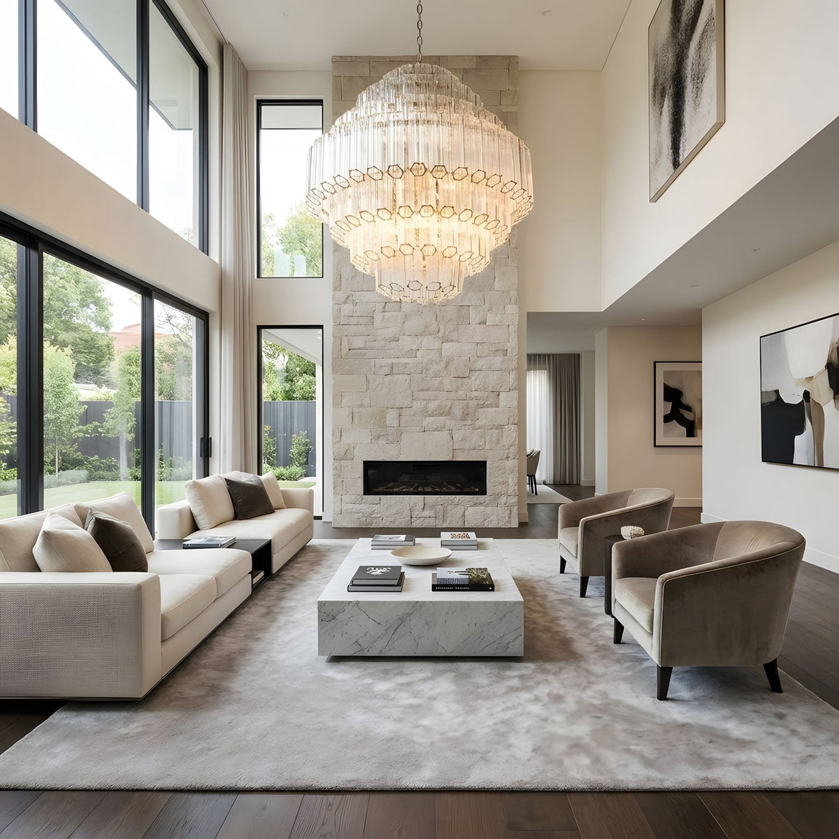 Clear Grande Palermo Chandelier – Modern Glass Tube Statement Light