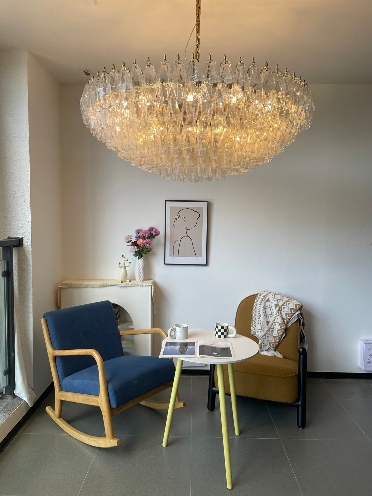 Clear Sorrento Chandelier — 47" Wide Tiered Glass Pendant Light