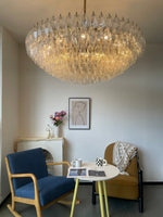 Clear Sorrento Chandelier — 47" Wide Tiered Glass Pendant Light