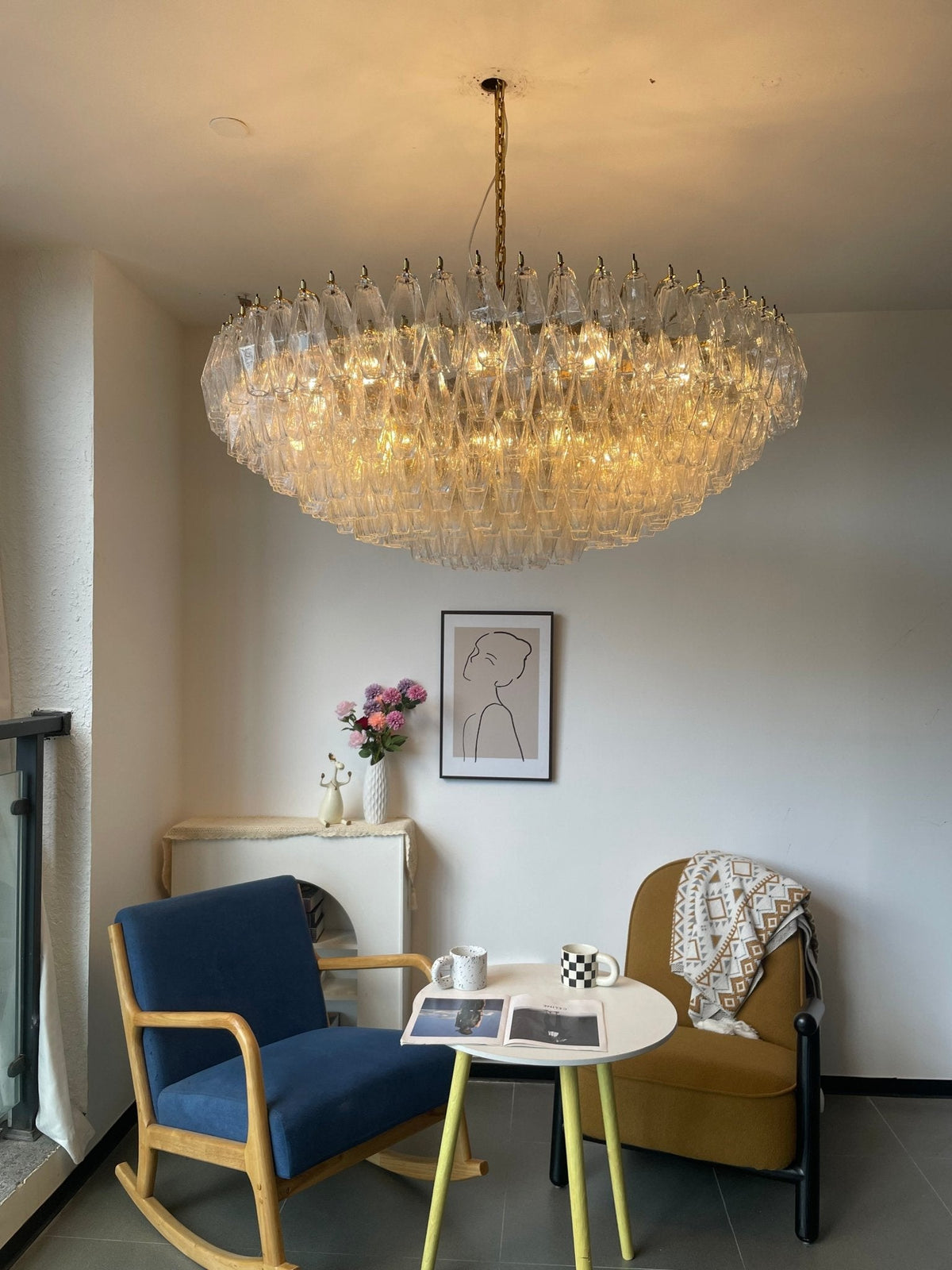 Clear Sorrento Chandelier — 47" Wide Tiered Glass Pendant Light