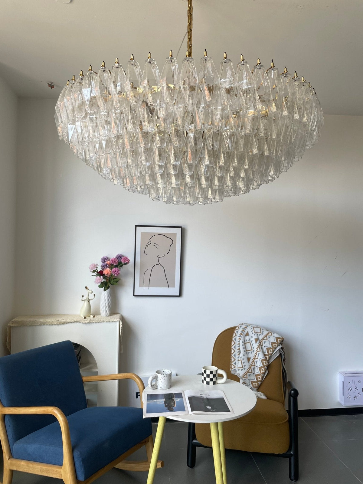 Clear Sorrento Chandelier — 47" Wide Tiered Glass Pendant Light