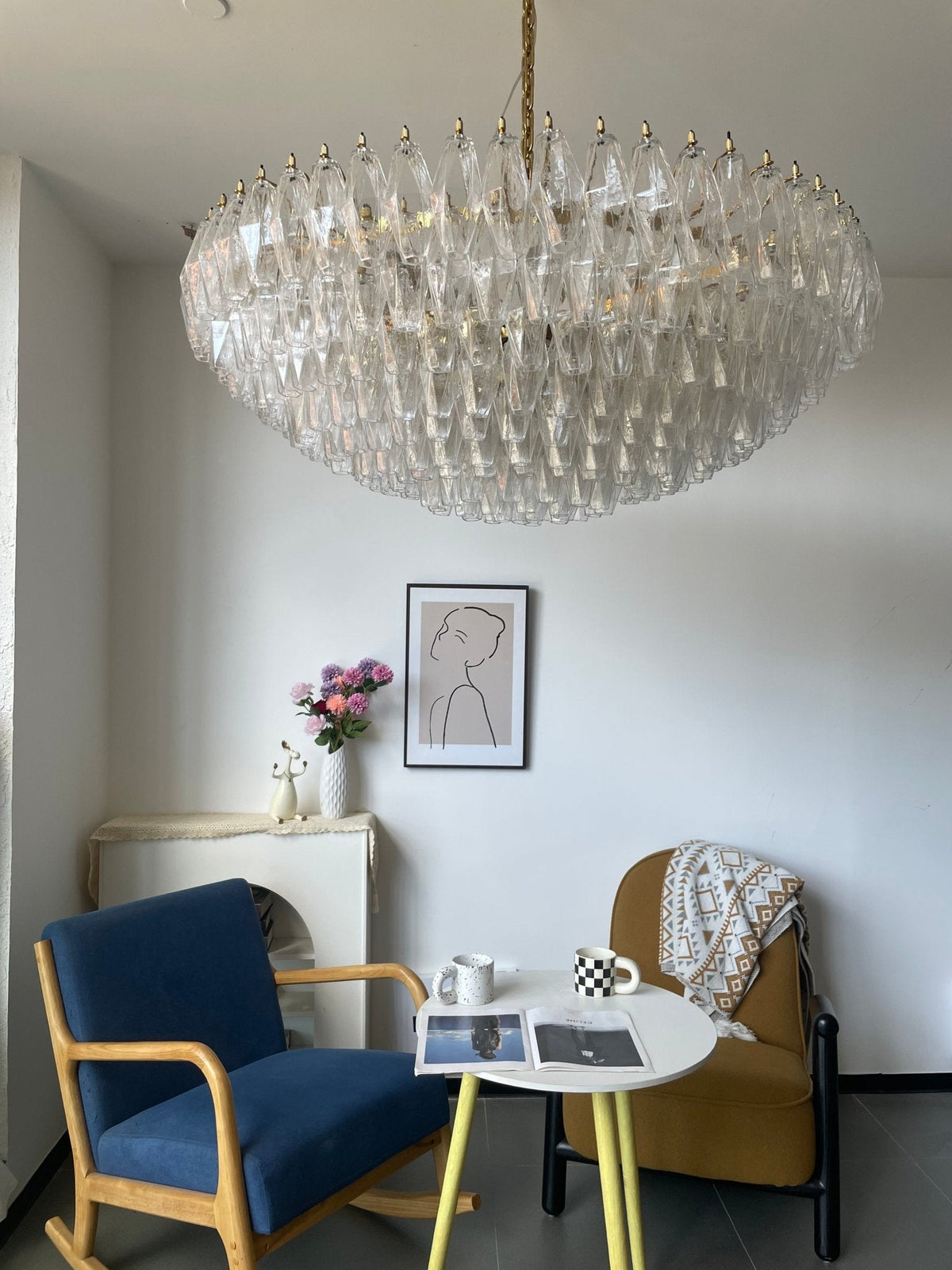 Clear Sorrento Chandelier — 47" Wide Tiered Glass Pendant Light