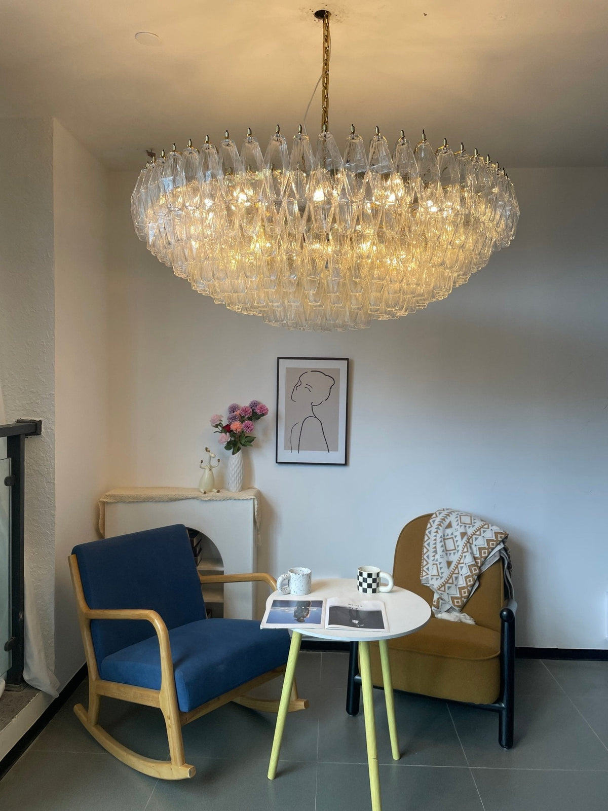 Clear Sorrento Chandelier — 47" Wide Tiered Glass Pendant Light