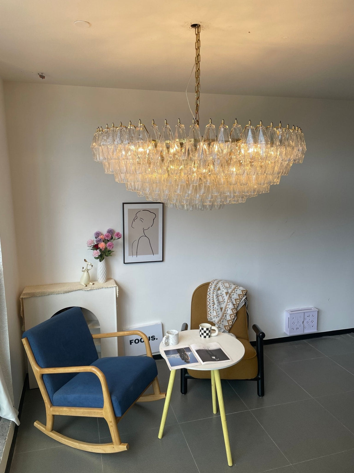 Clear Sorrento Chandelier — 47" Wide Tiered Glass Pendant Light