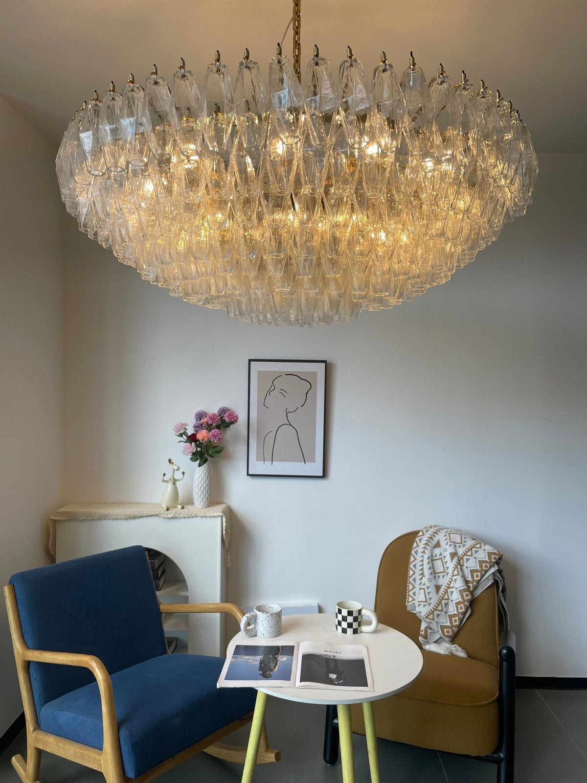 Clear Sorrento Chandelier — 47" Wide Tiered Glass Pendant Light