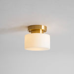 Clinio Flush Mount Ceiling Light in Brass and Opal Glass