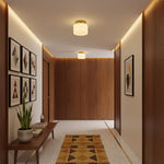 Clinio Flush Mount Ceiling Light in Brass and Opal Glass