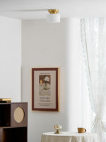 Clinio Flush Mount Ceiling Light in Brass and Opal Glass