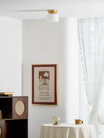 Clinio Flush Mount Ceiling Light in Brass and Opal Glass