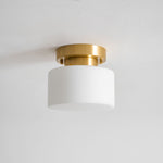 Clinio Flush Mount Ceiling Light in Brass and Opal Glass