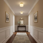 Clinio Flush Mount Ceiling Light in Brass and Opal Glass