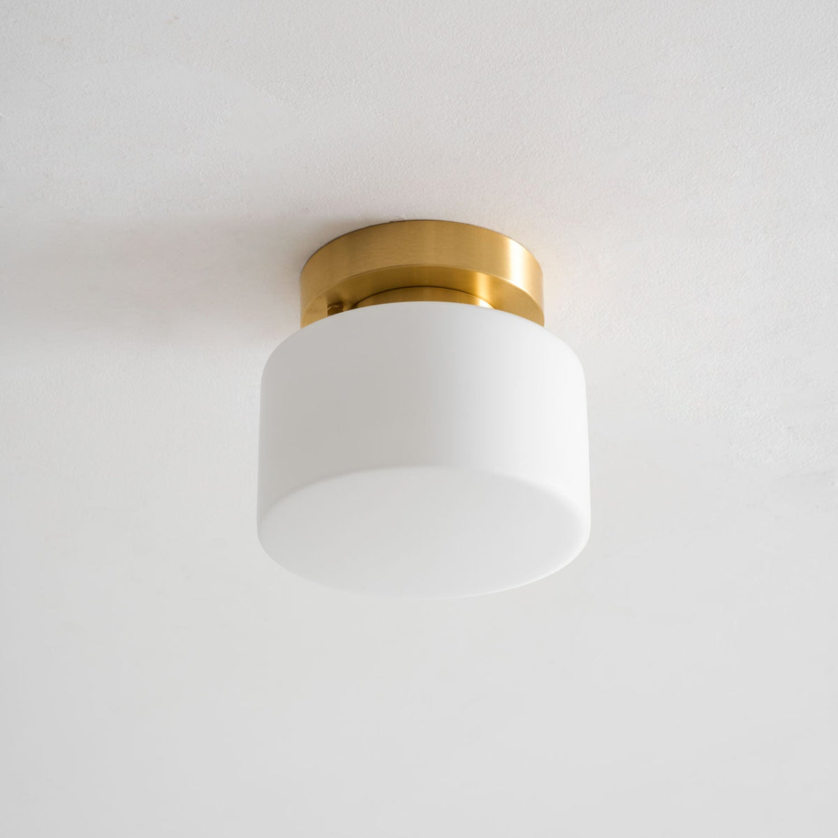 Clinio Flush Mount Ceiling Light in Brass and Opal Glass