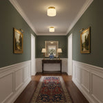 Clinio Flush Mount Ceiling Light in Brass and Opal Glass
