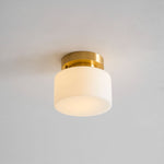 Clinio Flush Mount Ceiling Light in Brass and Opal Glass