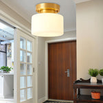 Clinio Flush Mount Ceiling Light in Brass and Opal Glass