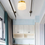 Clinio Flush Mount Ceiling Light in Brass and Opal Glass