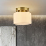 Clinio Flush Mount Ceiling Light in Brass and Opal Glass