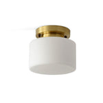 Clinio Flush Mount Ceiling Light in Brass and Opal Glass