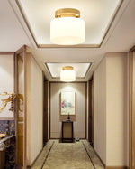 Clinio Flush Mount Ceiling Light in Brass and Opal Glass