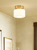 Clinio Flush Mount Ceiling Light in Brass and Opal Glass