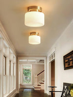Clinio Flush Mount Ceiling Light in Brass and Opal Glass