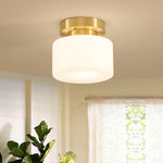Clinio Flush Mount Ceiling Light in Brass and Opal Glass