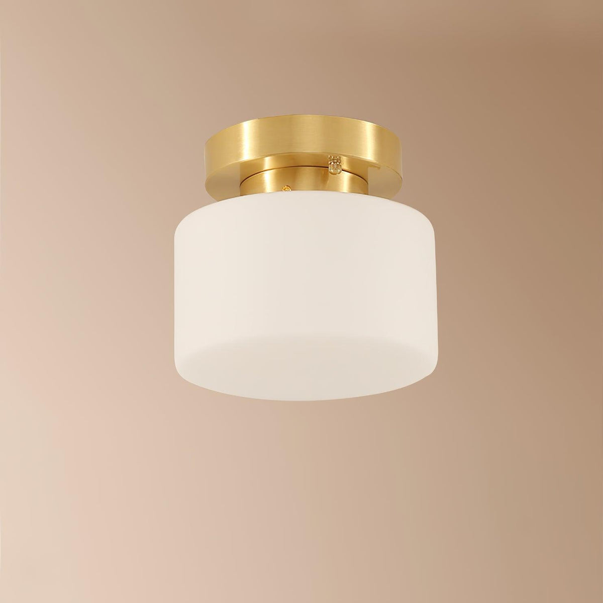 Clinio Flush Mount Ceiling Light in Brass and Opal Glass
