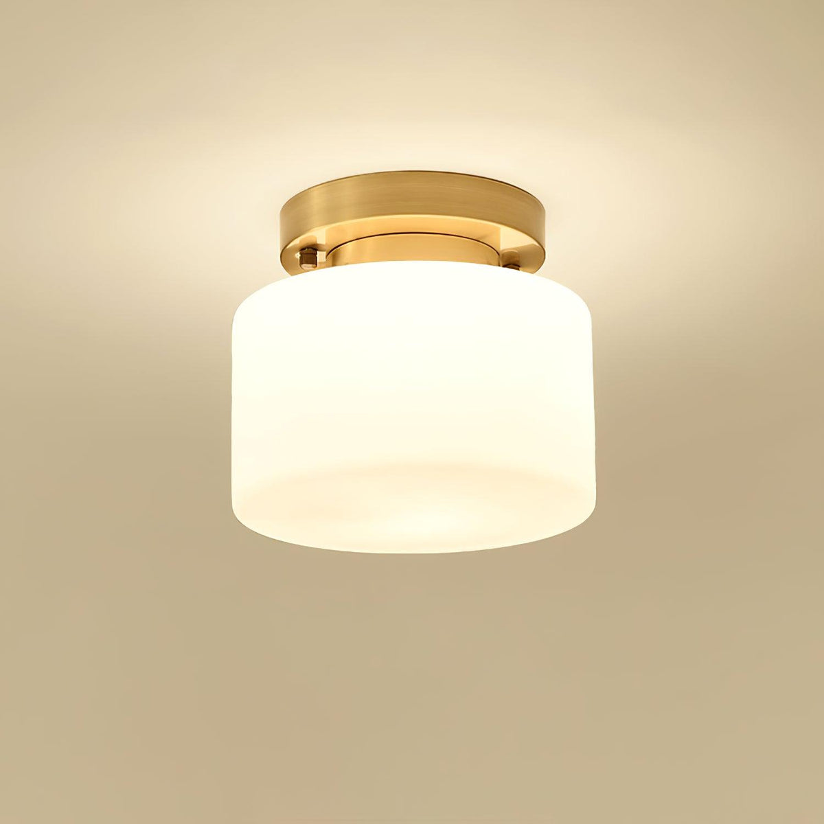 Clinio Flush Mount Ceiling Light in Brass and Opal Glass