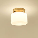 Clinio Flush Mount Ceiling Light in Brass and Opal Glass