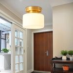 Clinio Flush Mount Ceiling Light in Brass and Opal Glass