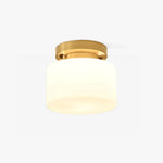 Clinio Flush Mount Ceiling Light in Brass and Opal Glass