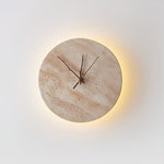 Travertine Wall Sconce with Integrated Clock – Modern Stone LED Wall Light