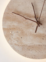 Travertine Wall Sconce with Integrated Clock – Modern Stone LED Wall Light
