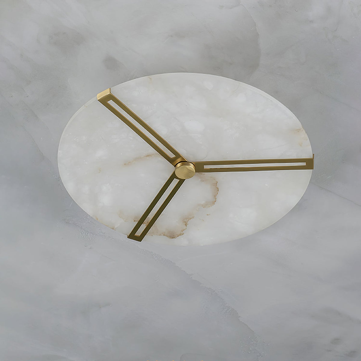 Clocks Alabaster Ceiling Light – Modern Brass Flush Mount for Living Room & Bedroom