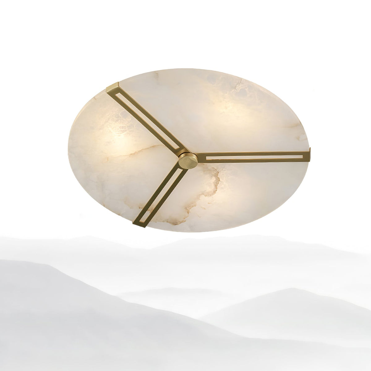 Clocks Alabaster Ceiling Light – Modern Brass Flush Mount for Living Room & Bedroom