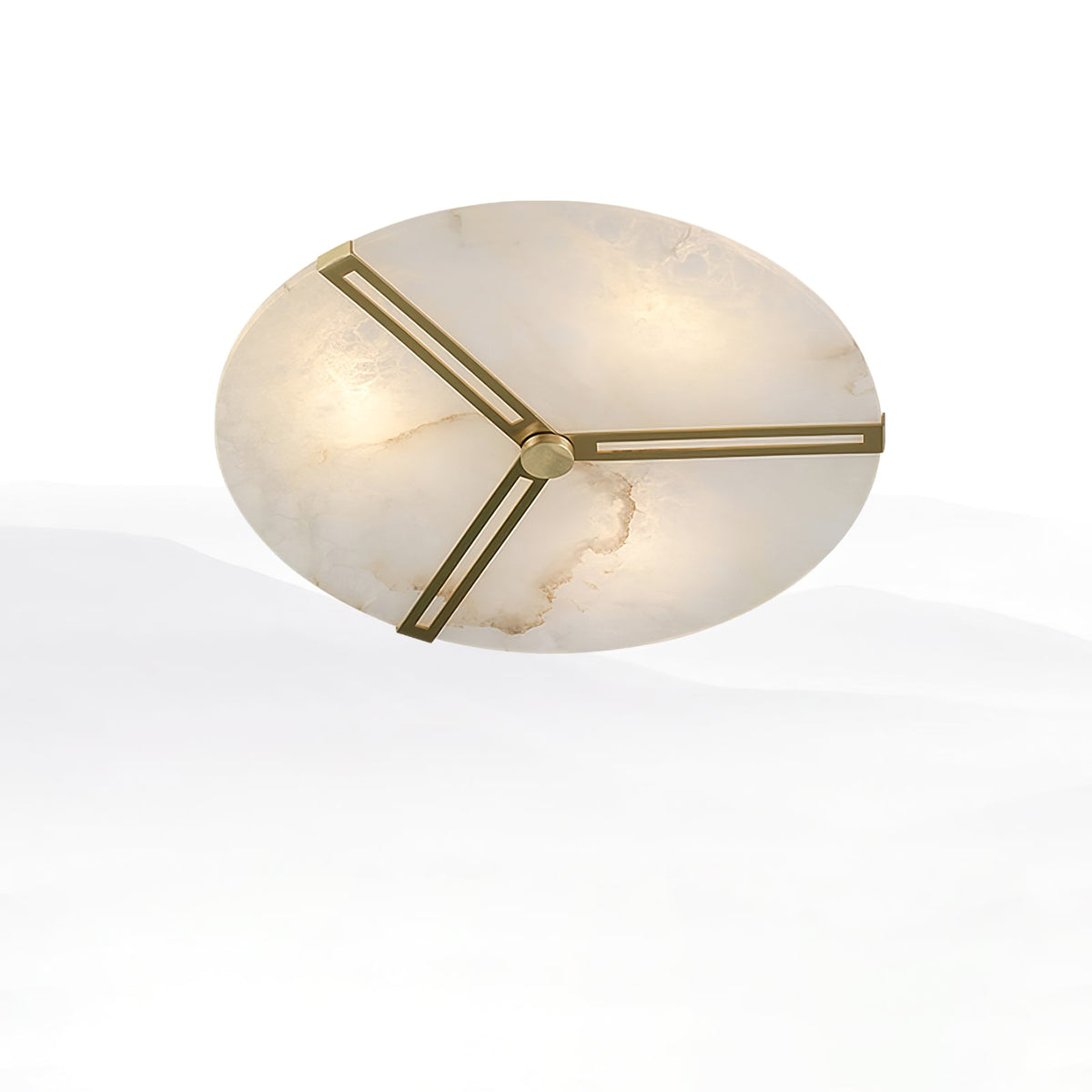 Clocks Alabaster Ceiling Light – Modern Brass Flush Mount for Living Room & Bedroom