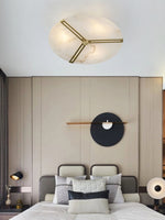 Clocks Alabaster Ceiling Light – Modern Brass Flush Mount for Living Room & Bedroom