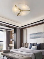Clocks Alabaster Ceiling Light – Modern Brass Flush Mount for Living Room & Bedroom