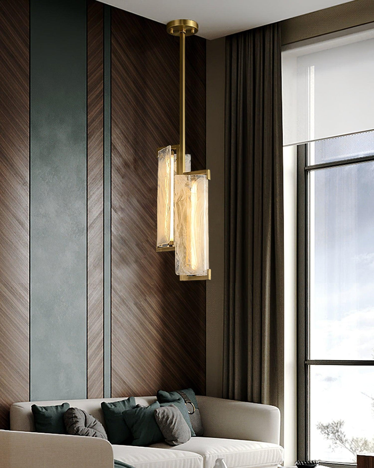 Cloud Fog LED Pendant Light – Handcrafted Brass and Glass Modern Hanging Lamp