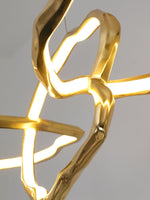 Cloud Rings Brass LED Chandelier, Modern Sculptural Pendant Light