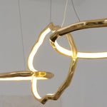 Cloud Rings Brass LED Chandelier, Modern Sculptural Pendant Light