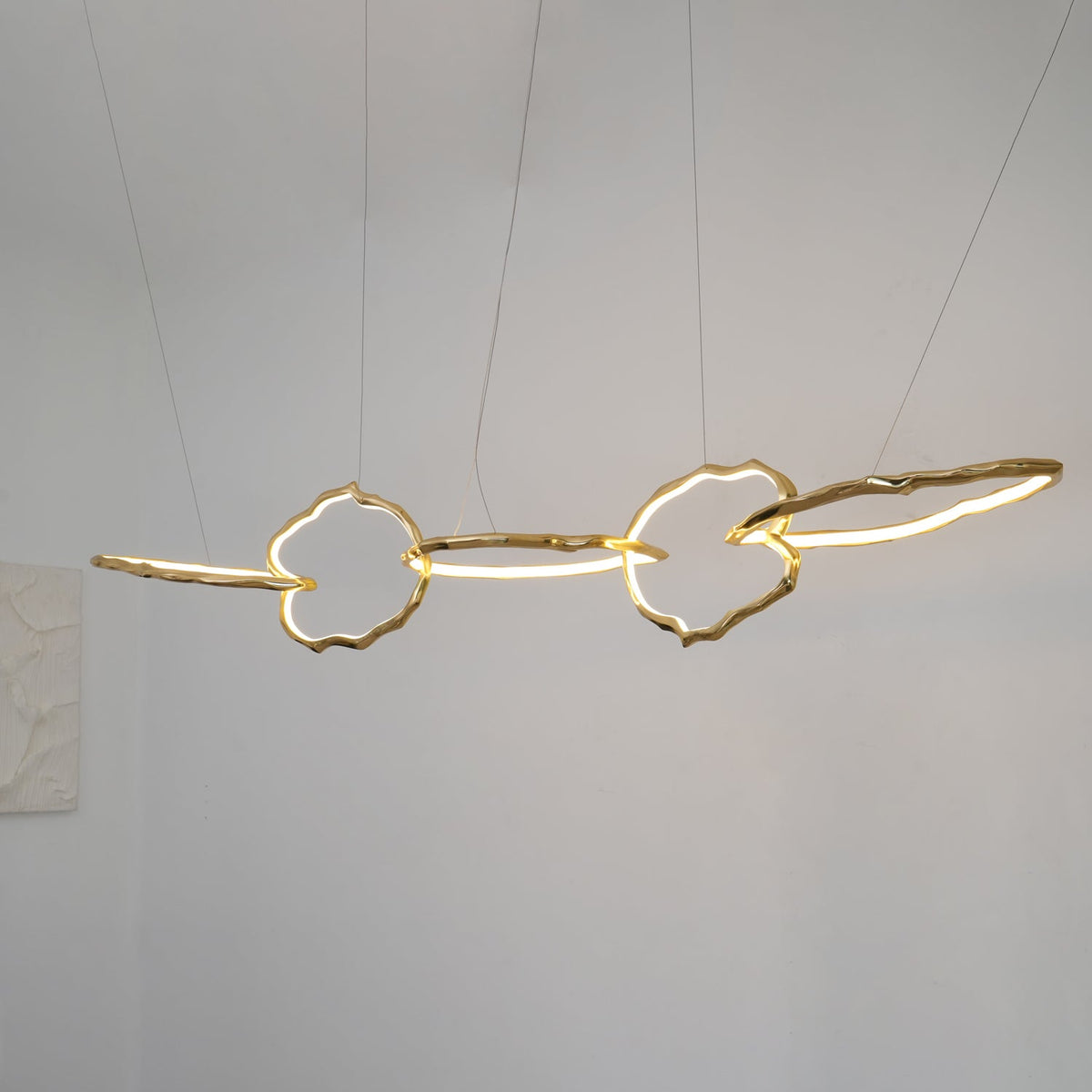 Cloud Rings Brass LED Chandelier, Modern Sculptural Pendant Light