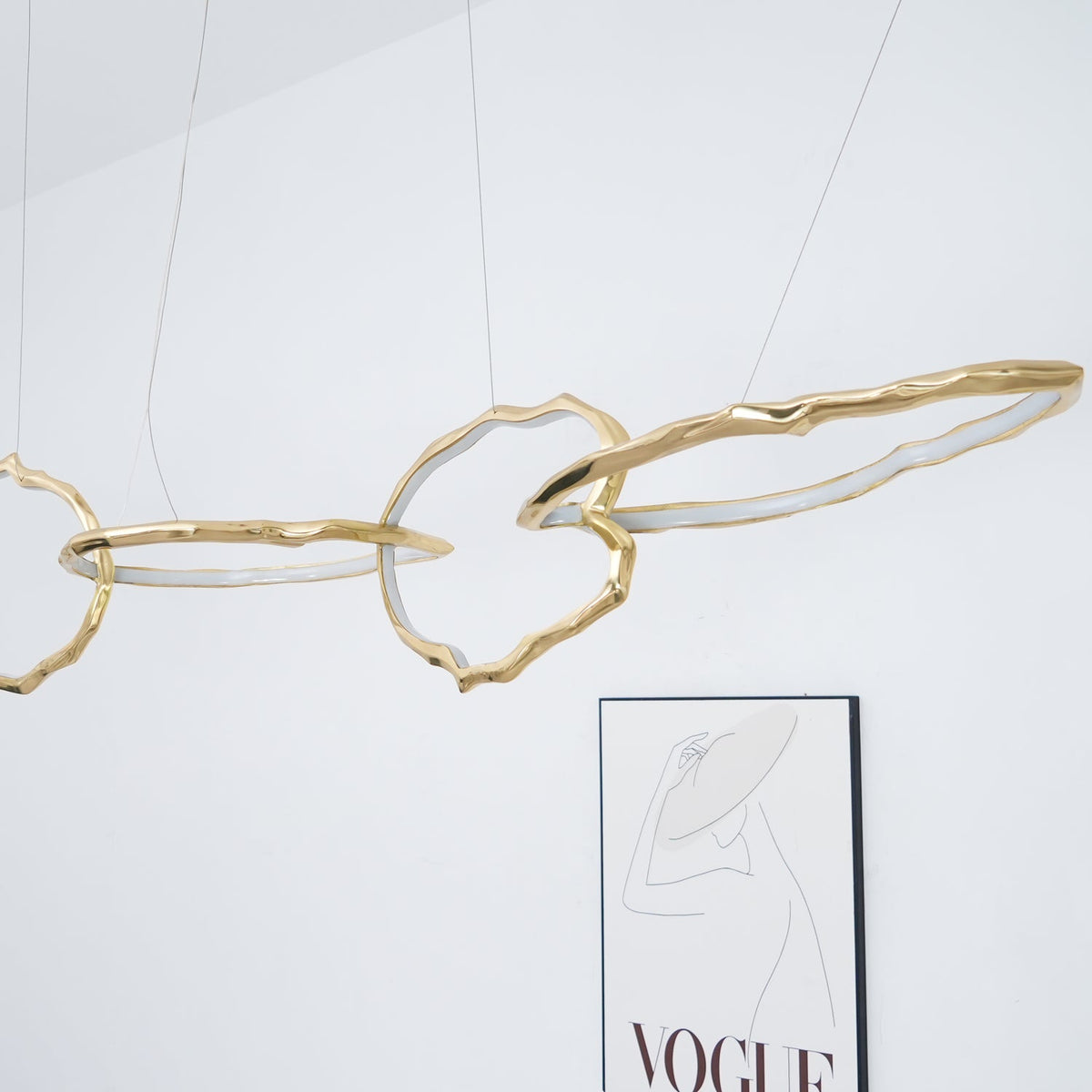 Cloud Rings Brass LED Chandelier, Modern Sculptural Pendant Light