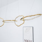 Cloud Rings Brass LED Chandelier, Modern Sculptural Pendant Light